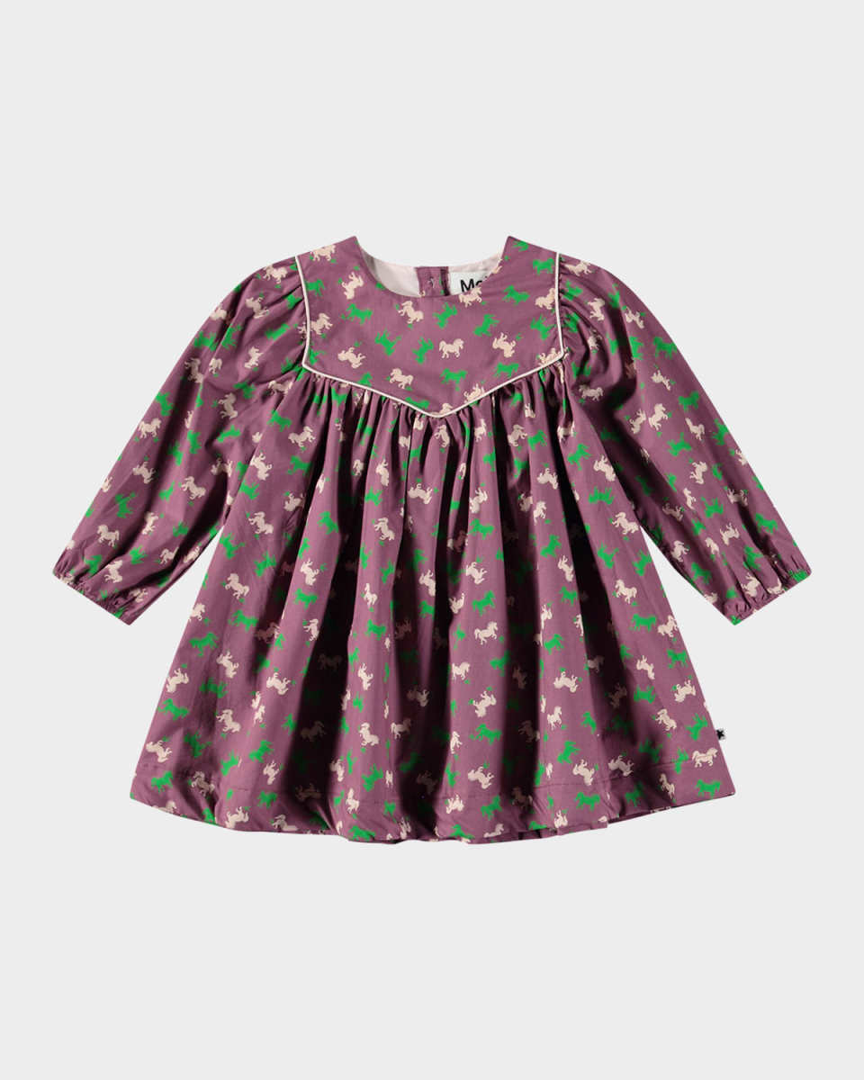 Girl's Clair Long-Sleeve Bib Dress, Size 6M-